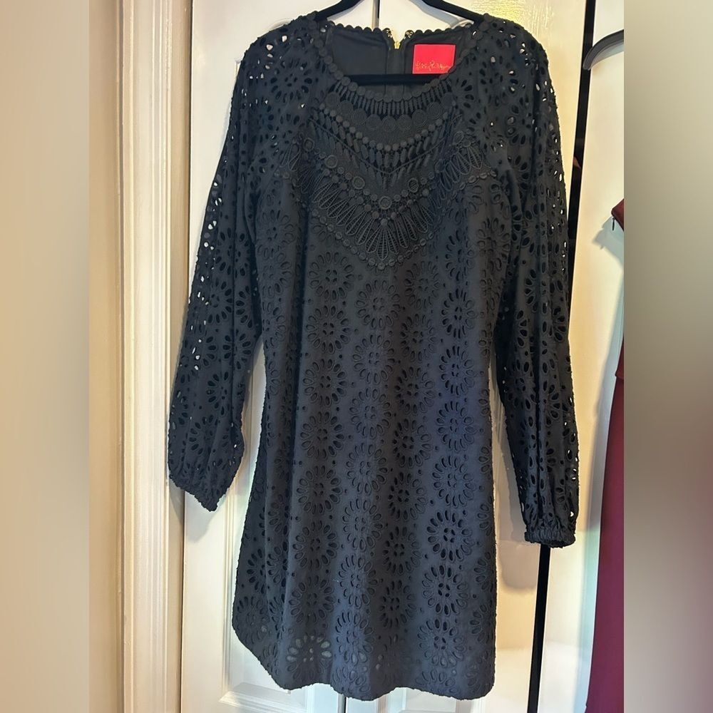 Lilly Pulitzer Black Eyelet Long Sleeve Dress